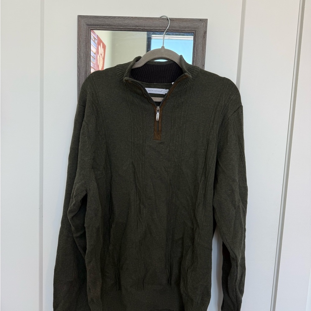 Olive Zip-Up Sweater for Men